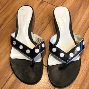 Etienne Aigner Polka Dot Kitten Heal Sandals Sz 8 1/2 M
